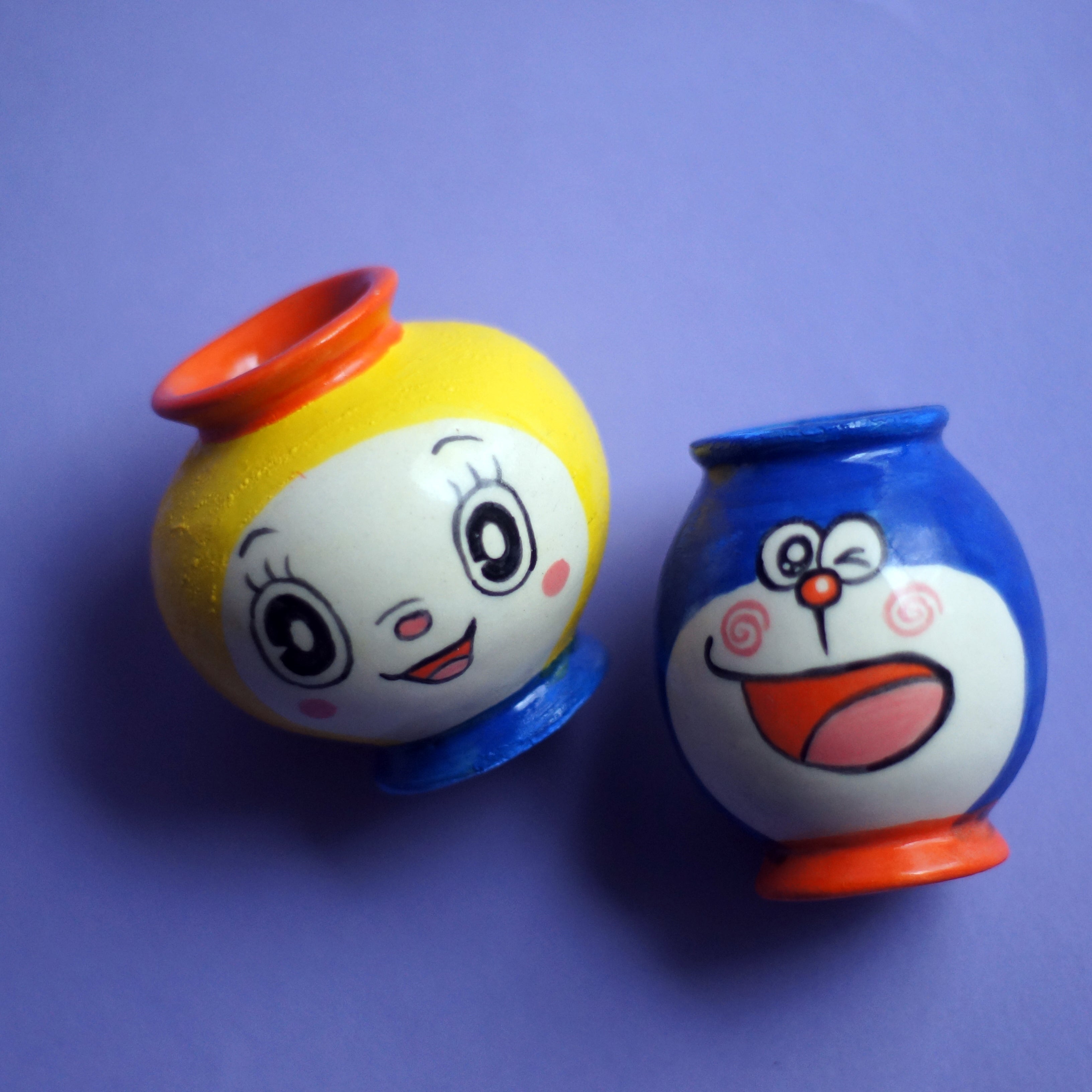 Doraemon & Dorami mini bud vases